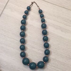 Teal and brass statement necklace